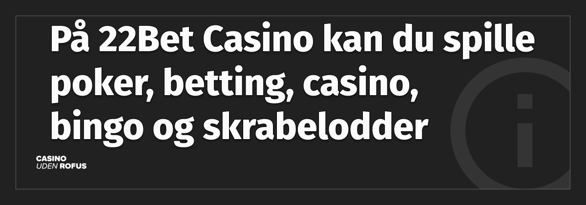 22bet casino spiludval
